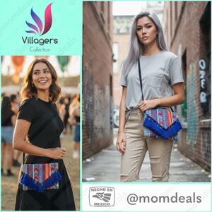 Ethnic Boho Large Clutch Suede Wristlet Bag Handmade Embroidery Tassels Indi NEW